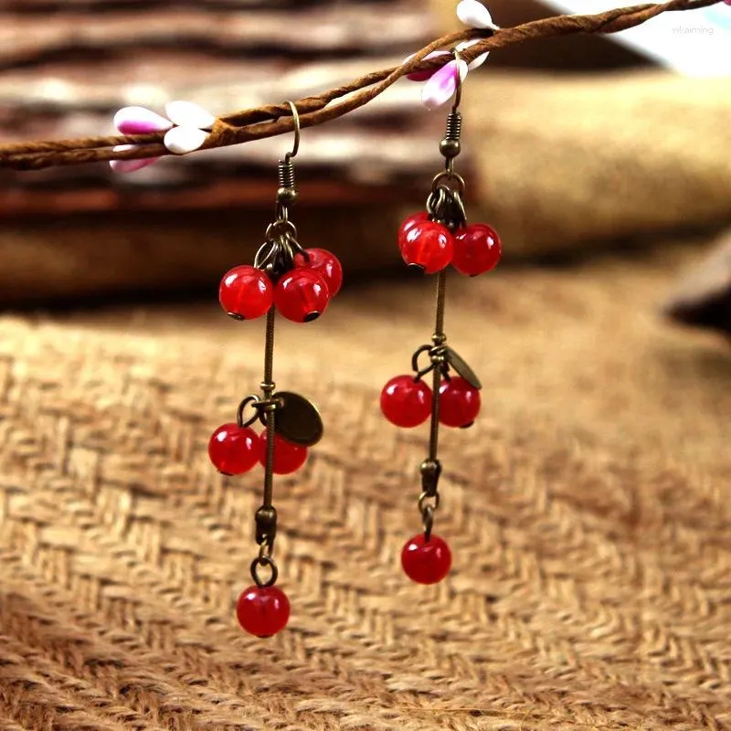 Dangle Earrings 8Seasonsファッションエスニックドロップレッドブルーセラミックビーズペンダント女性アクセサリーのトレンディジュエリーチャームギフト1ペア