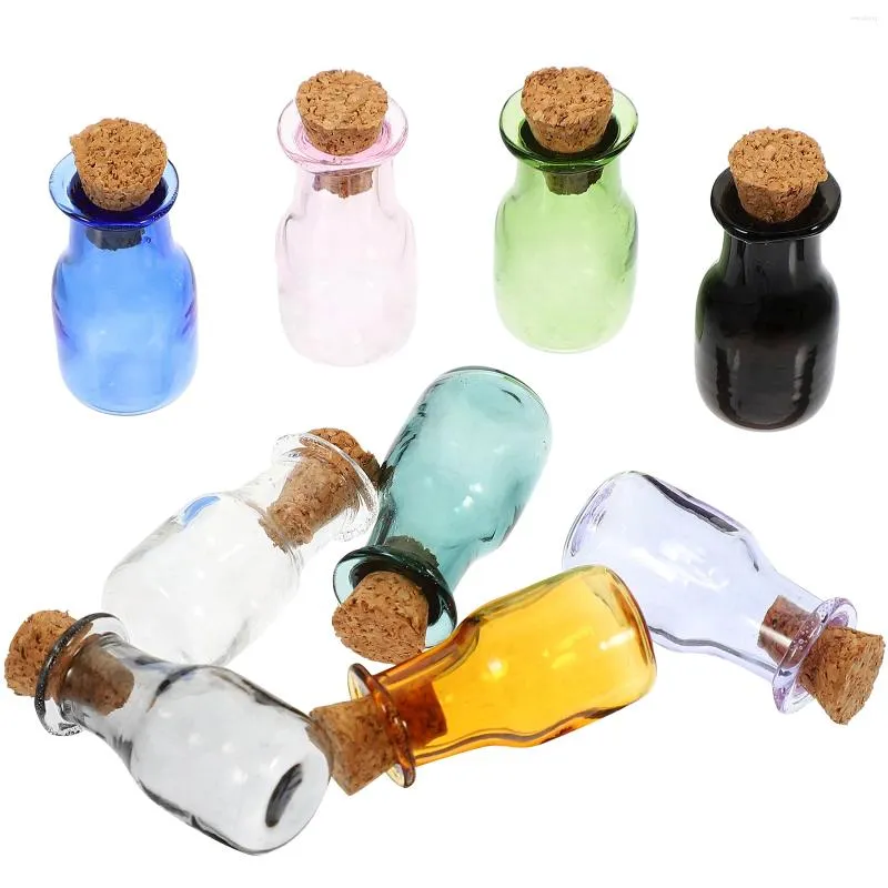 Vases 9 Pcs Mini Glass Bottle Small Bottles Vial Cork Laboratory Sample Container DIY Crafts