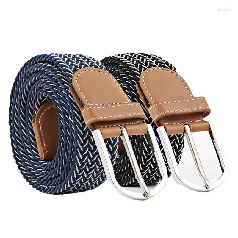 Belts Women's Canvas Belt Men's Elastic Hunting Casual Woven Needle Knitted Pin Buckle Braided Stretch Jeans