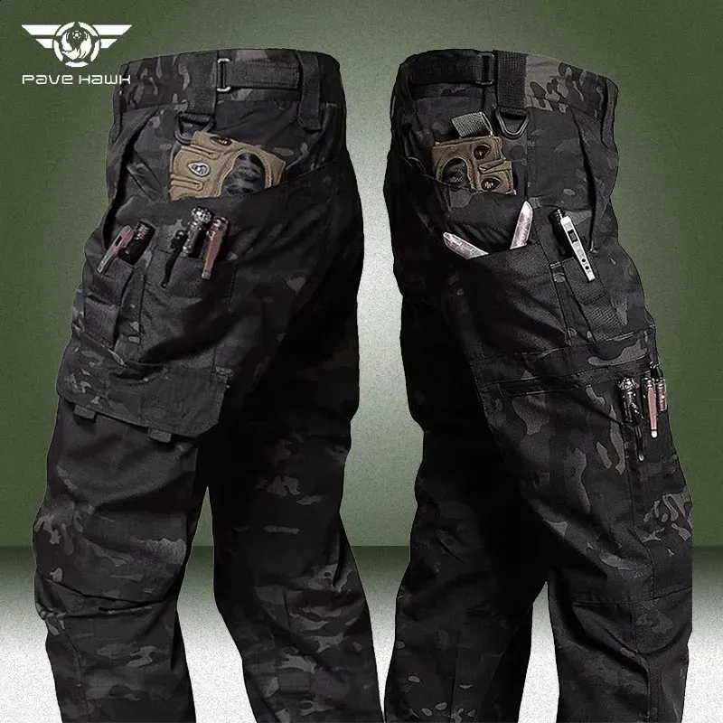 Pantaloni tattici mimetici da uomo Pantaloni da combattimento SWAT Ripstop impermeabili militari Pantaloni cargo militari multitasche resistenti all'usura 240124
