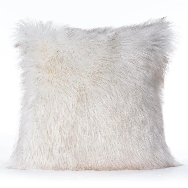 Oreiller en peluche blanche, taie d'oreiller moderne Simple, Imitation laine, couleur unie, couverture lombaire 45x45cm, vente en gros