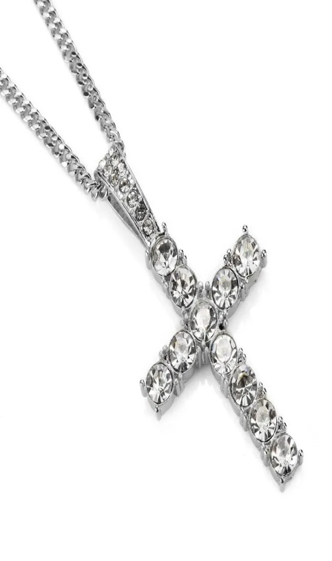 Mode män hip hop rostfritt stål smycken hänge halsband full strass design silver färg kedja smycken mens halsband1688783