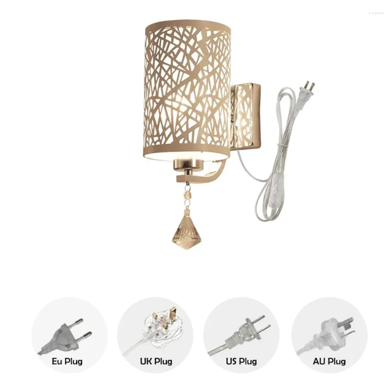 Wall Lamp NUNU Modern Simple PMMA Printing Bedroom Plug-in Button Switch Transparent Cord Light Fixture Bulb Not Included