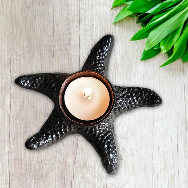 Candle Holders Tealight Candlestick Starfish Holder Black Metal Home Decoration Creative