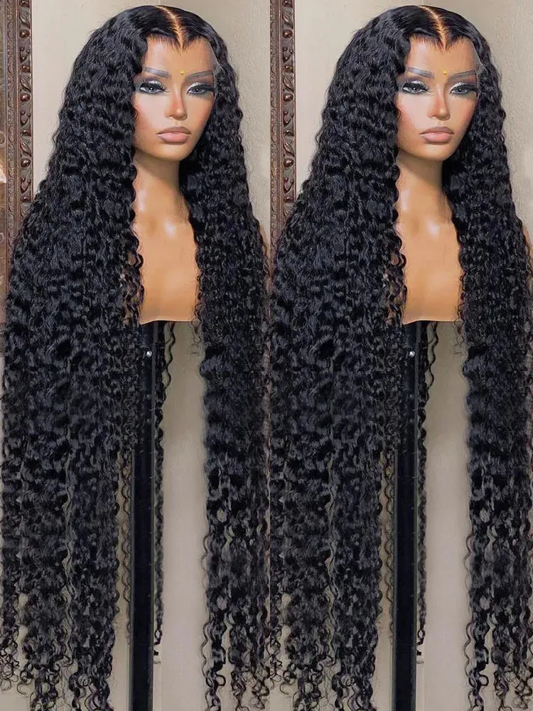 40 tum lockig 134 spetsar främre mänskliga hår peruk brasilianska peruker för kvinnor djup våg 136 hd frontal före plockad 240127