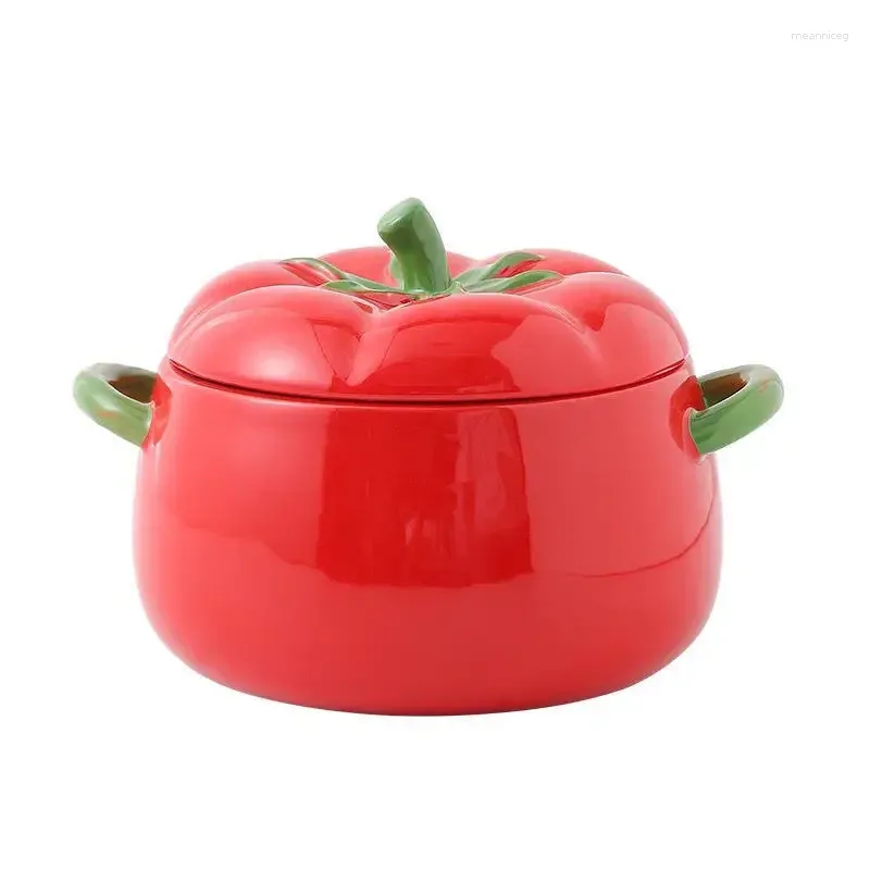 Bowls Soup Pot Tomato Bowl High Temperature Resistant Large Capacity Double Ear Dormitory Instant Noodle Tableware