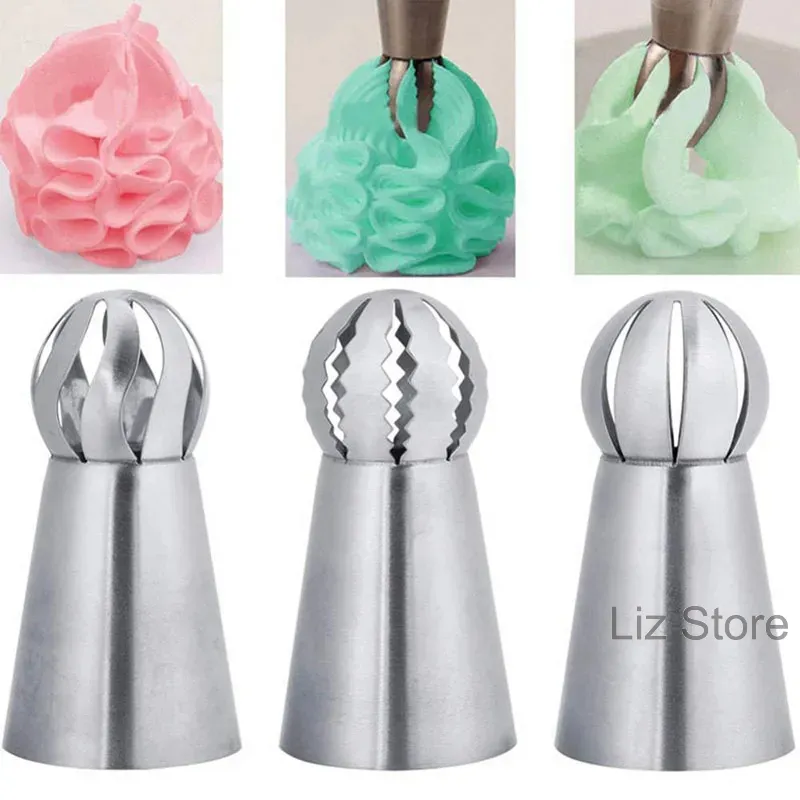 3pcs/Set Cake Icing Nozzles Tool Russian Piping Tips Lace Mold Pastry Cakes Decorating Stainless Steel Kitchen Baking Tools TH1278