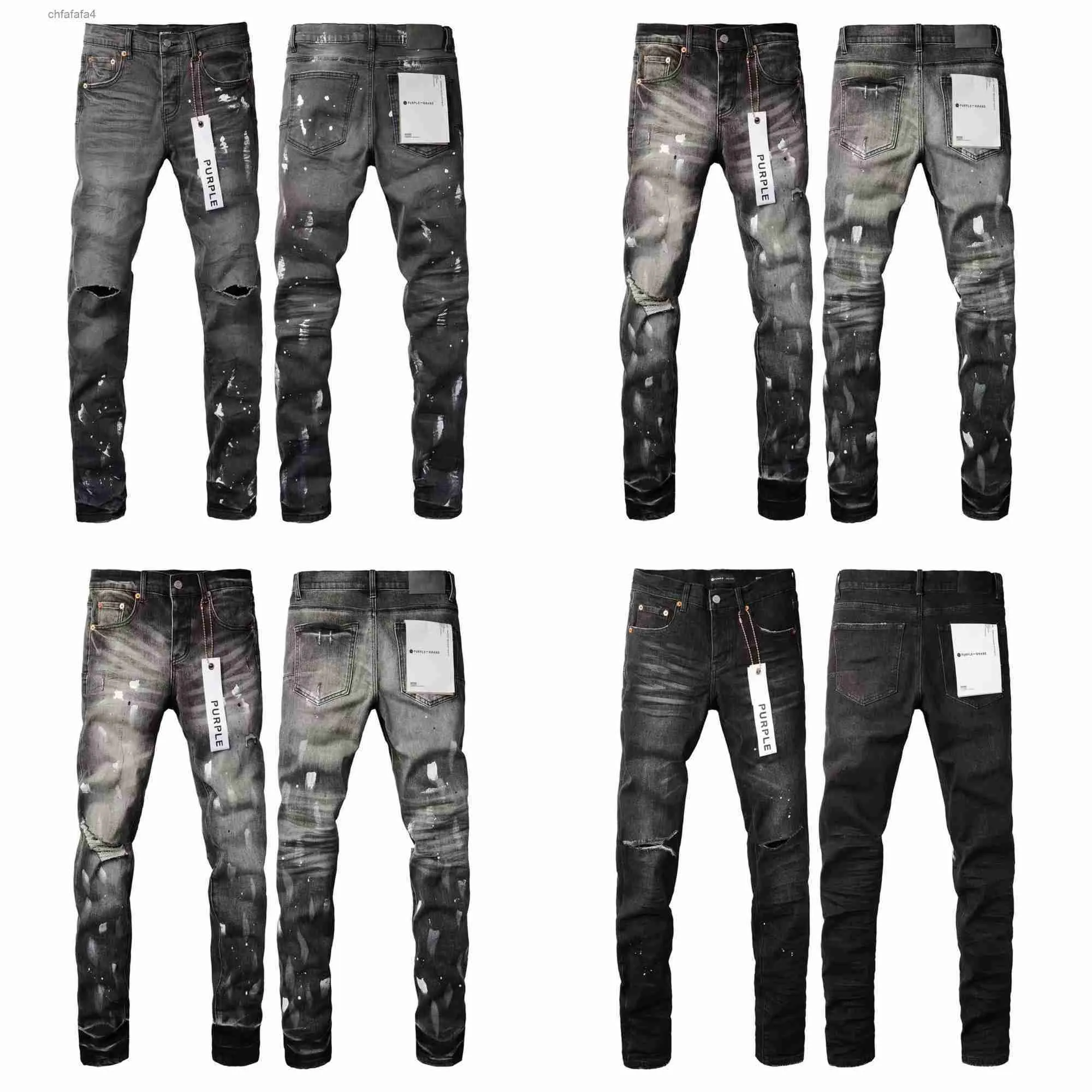 Jeans violets de styliste pour hommes et femmes, coupe cintrée en Denim avec lettres imprimées, pantalon déchiré, Streetwear, grande taille, TFHX