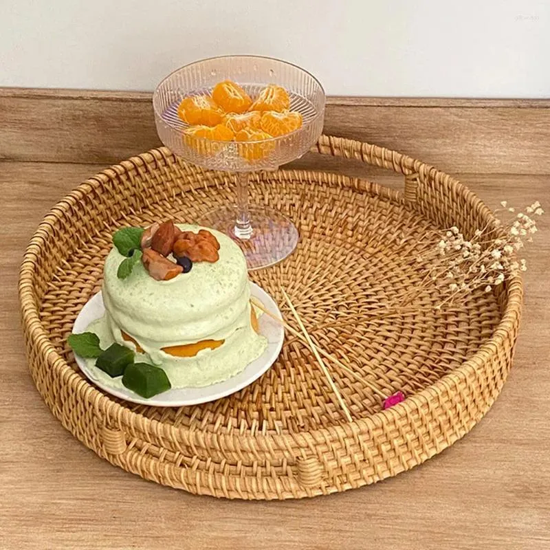 Plateaux à thé plateau de service en rotin Durable résistant aux chocs et aux rayures Cuisine japonaise chinoise fermée