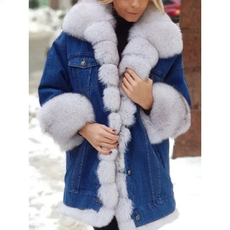 Ladies fur lined denim jacket 2025