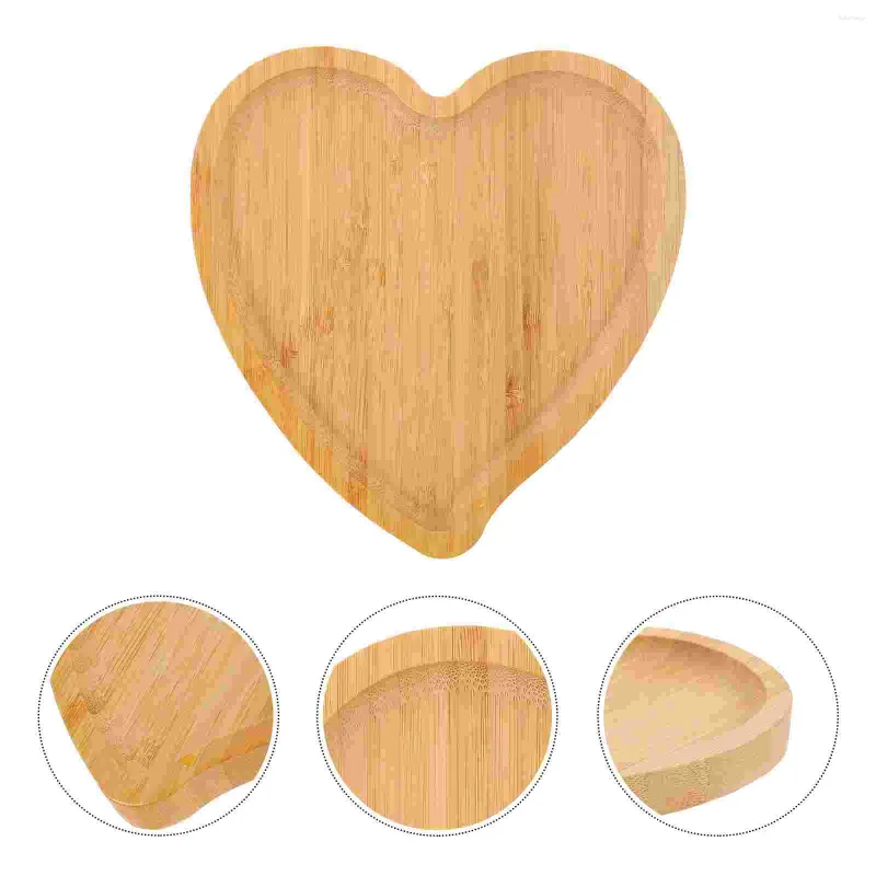 Tallrikar kaka pan hjärtformad fruktplatta serverande bricka multifunktion mellanmål hushållsbröd bambu tallrik