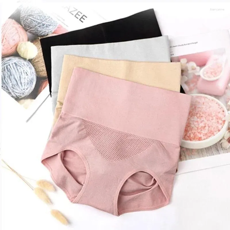 Women's Panties 1pc Underwear Seamless Comfort Briefs High Waist Solid Color Control Hip Underpants Large Size Female Lingerie