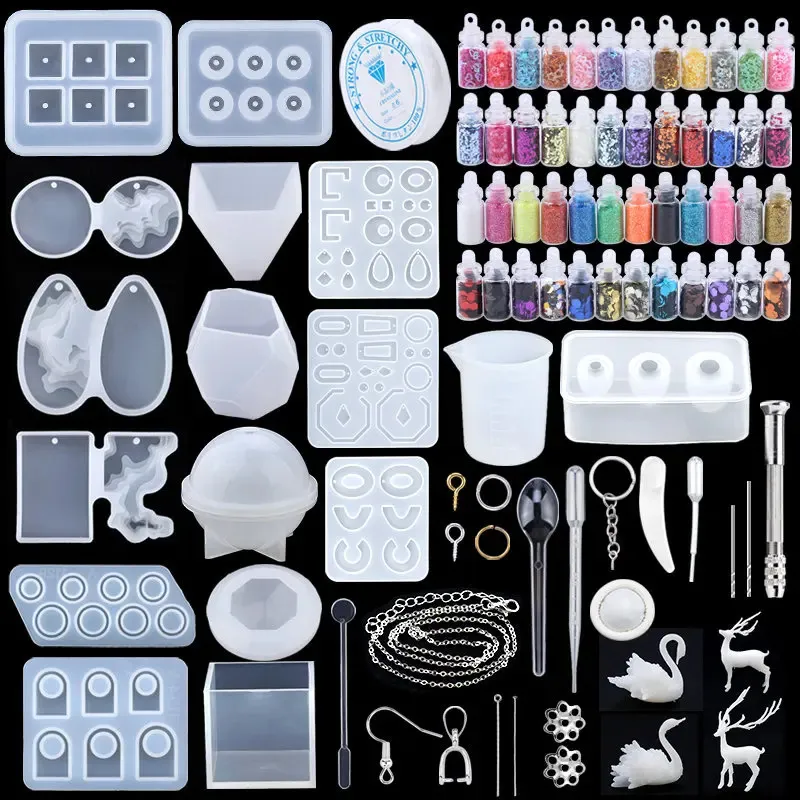 16 styles époxy moulage moules ensemble silicone UV moulage outils kits résine moulage moules pour la fabrication de bijoux bricolage boucle d'oreille résultats 240202