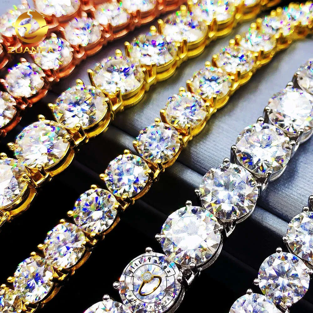 China Manufacturer Big Stone Moissanite Tennis Chain Necklace 10mm 8mm Pass Diamond Tester Luxury Jewelry Anniversary Gift