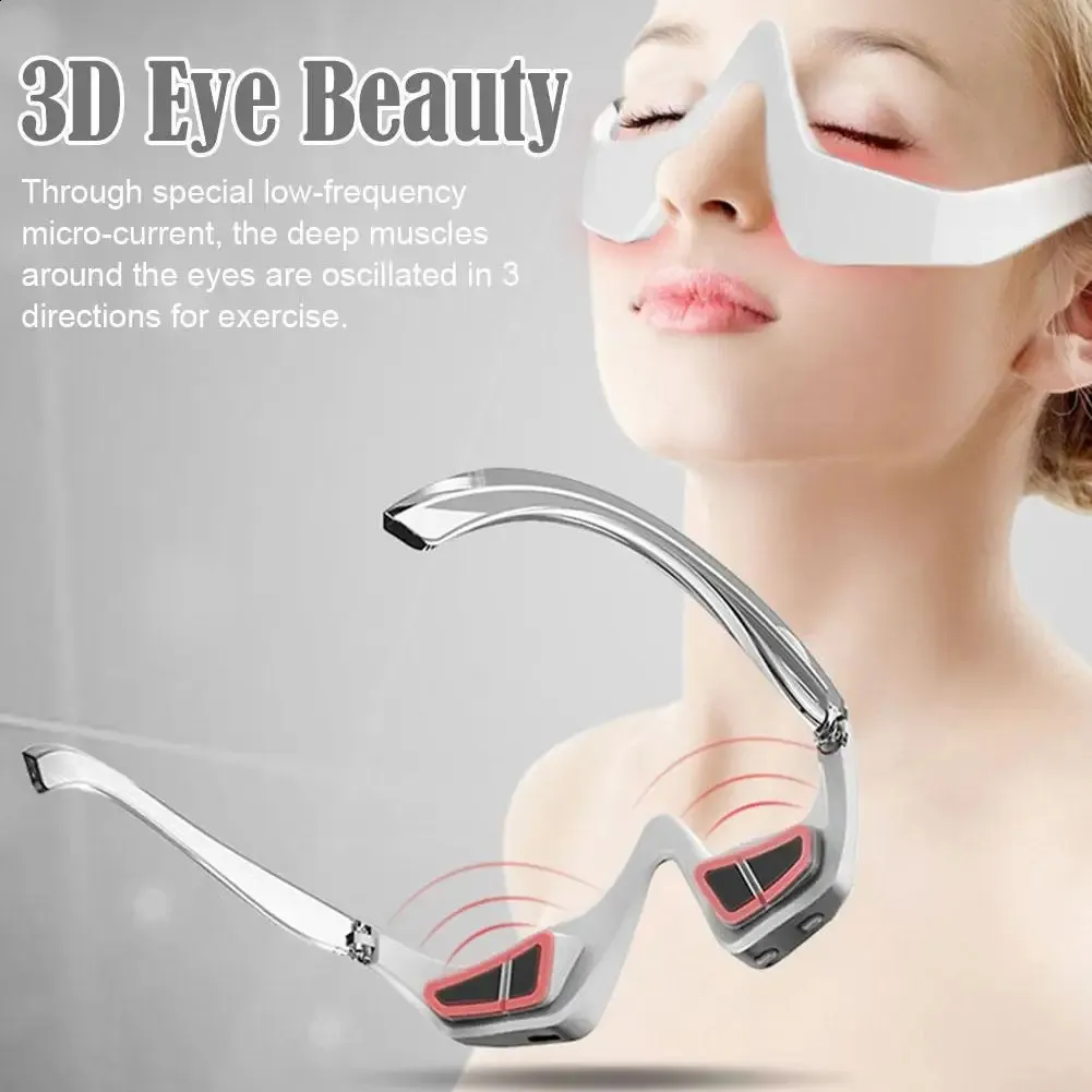 Instrumento de beleza ocular 3D EMS Micro-corrente pulso massageador de olhos dispositivo para bolsas de olhos olheiras remoção de rugas e fadiga ocular 240127