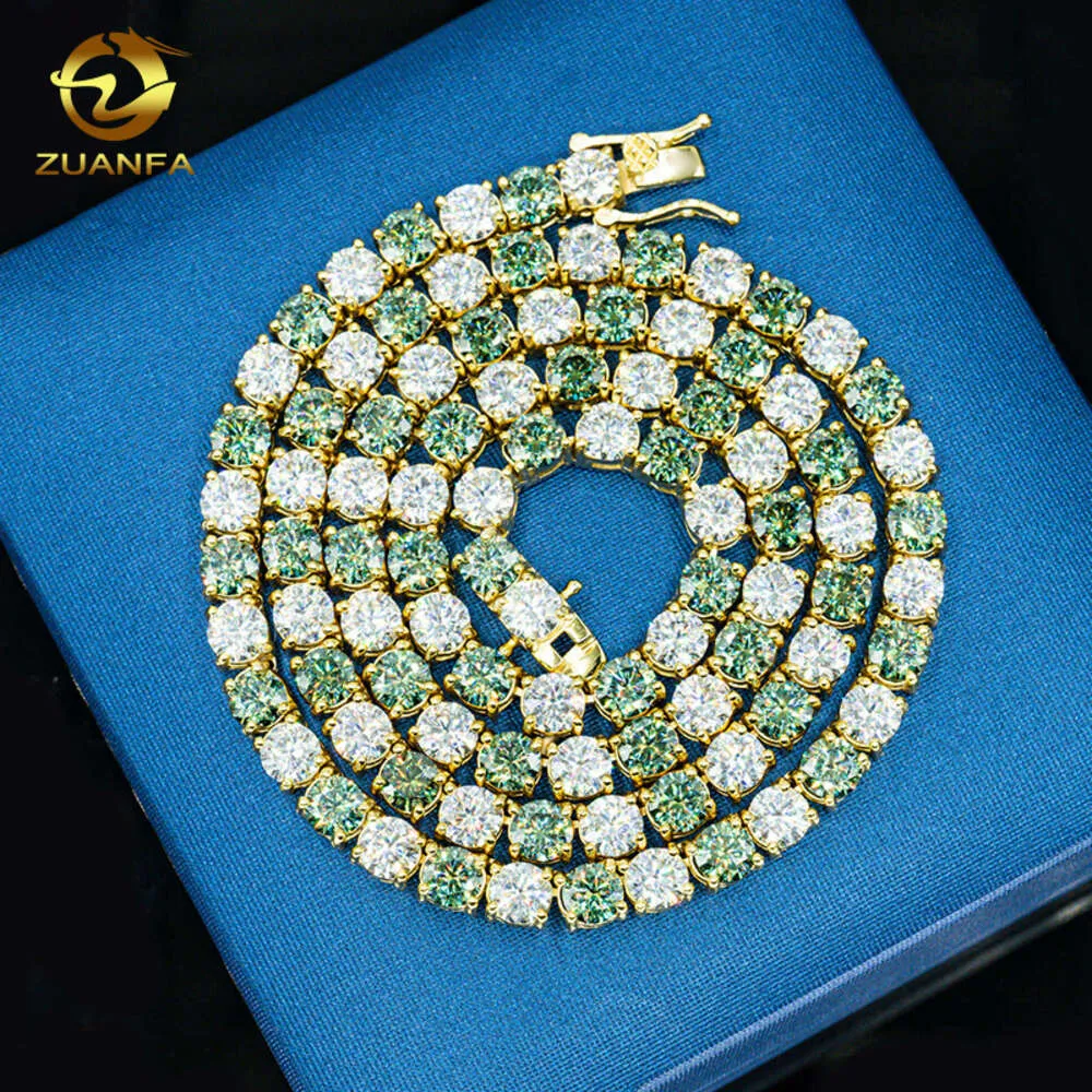 Fine Jewelry 925 Sterling Silver Women Bracelets Green Moissanite Lab Diamonds Tennis Chain Fine Necklace Bracelet