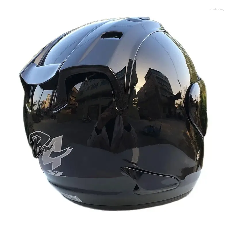 Motorradhelme Männer und Frauen Open Face Helm Ram4 Bright Black Half Ultralight Racing Casco