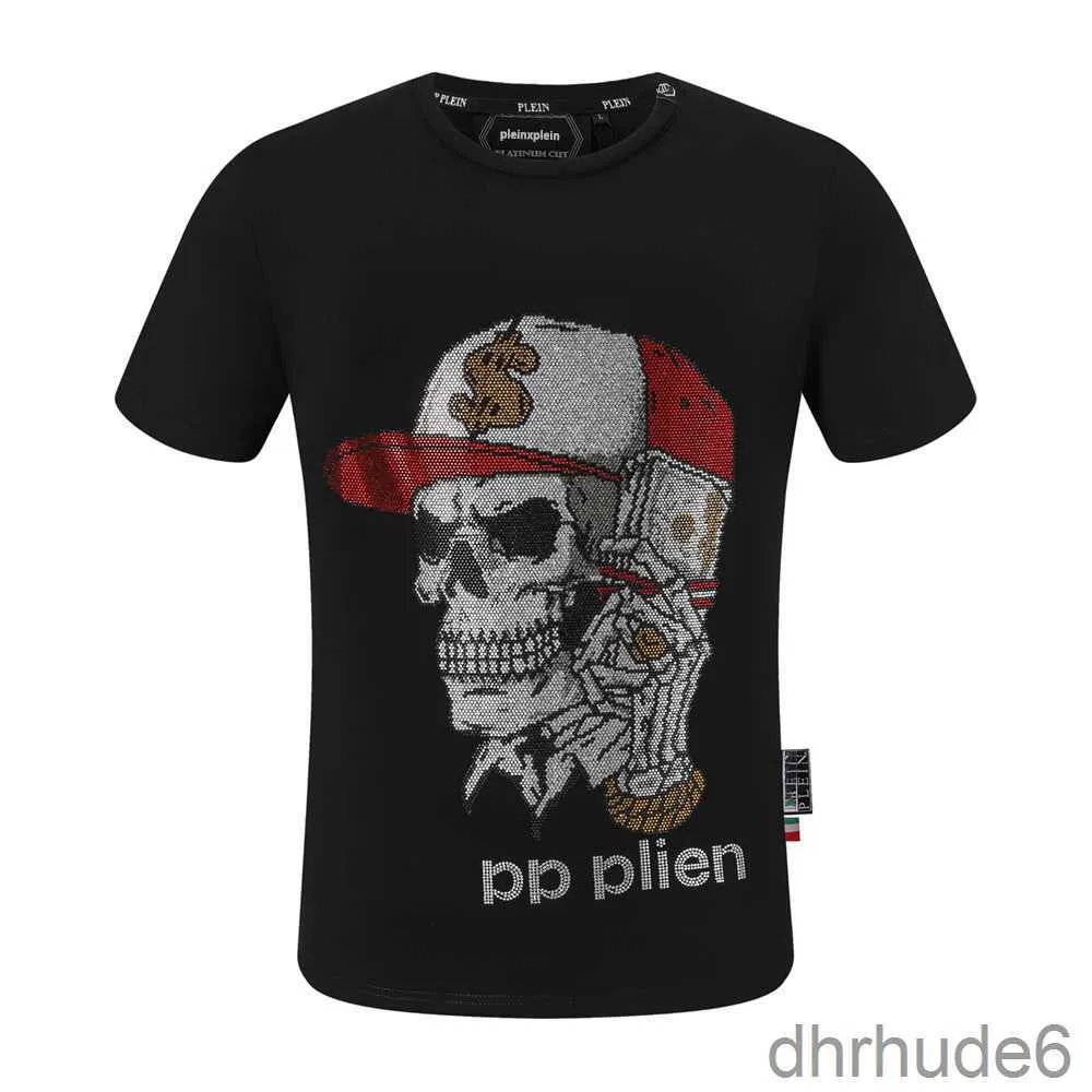 Pleinxplein Pp Мужские футболки с оригинальным дизайном, летняя рубашка, футболка Plein, хлопок, стразы, черепа, узор с коротким рукавом, 2066 цвет, YPTM