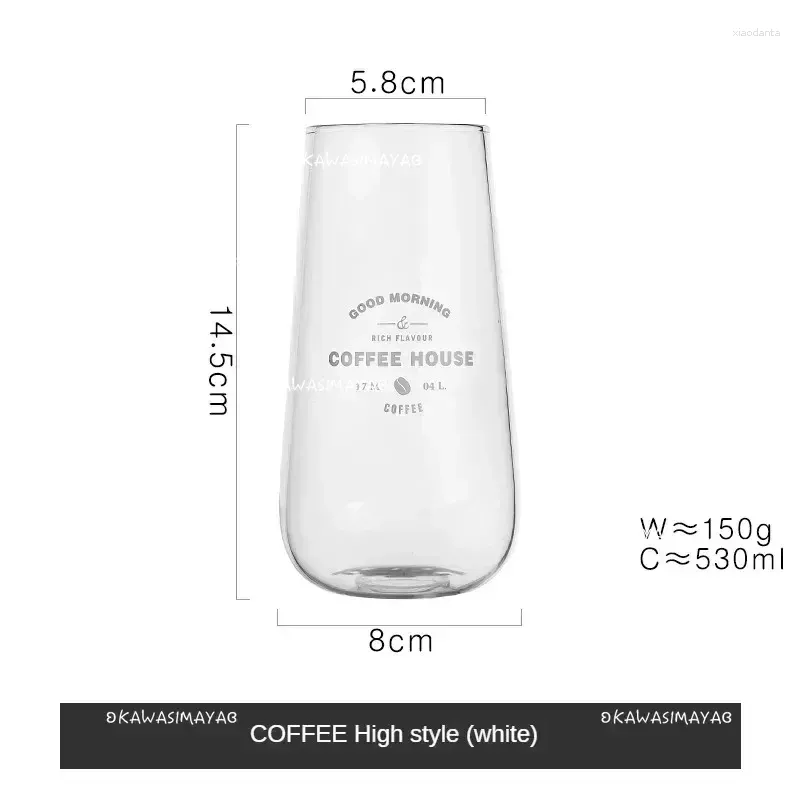 Wine Glasses KAWASIMAYA Milk Tea Cup Ins Wind Water Transparent Coffee Cups Glass I Household Beverage Drinks Juice