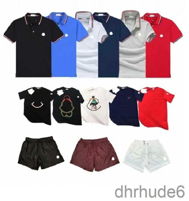 Tirt Designer Mens Polo Man Short Monclair قمصان العرق سراويل عرق غير رسمية أنماط هندسية من القطن الفاخرة