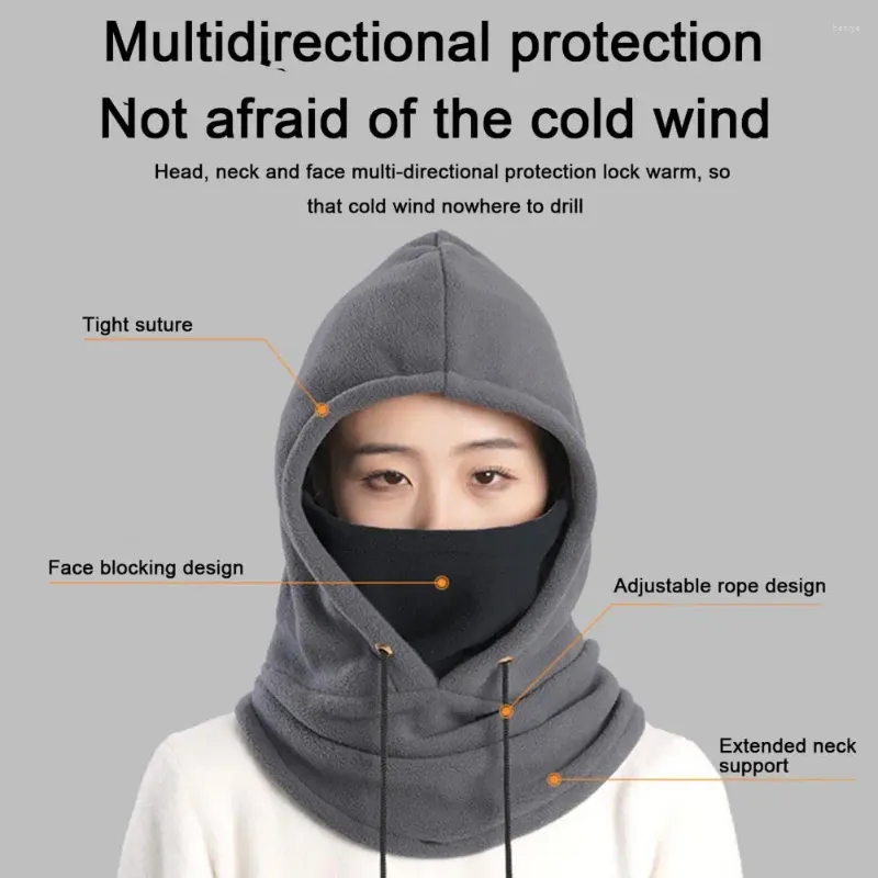 Scarves Ladies Winter Integrated Hat Scarf Thickened Warm Soft Cozy Elastic Ear Neck Head Protection Windproof Pure Color Balaclava