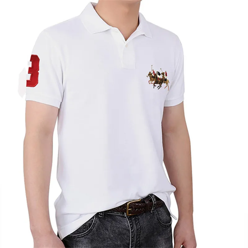 Summer Men RL Big Pony 100%Cotton Leisure Fashion Lapel Top Tees Män Kort ärm Elegant Classic Horse Polo Shirt Luxur Designer Golfkläder 1816