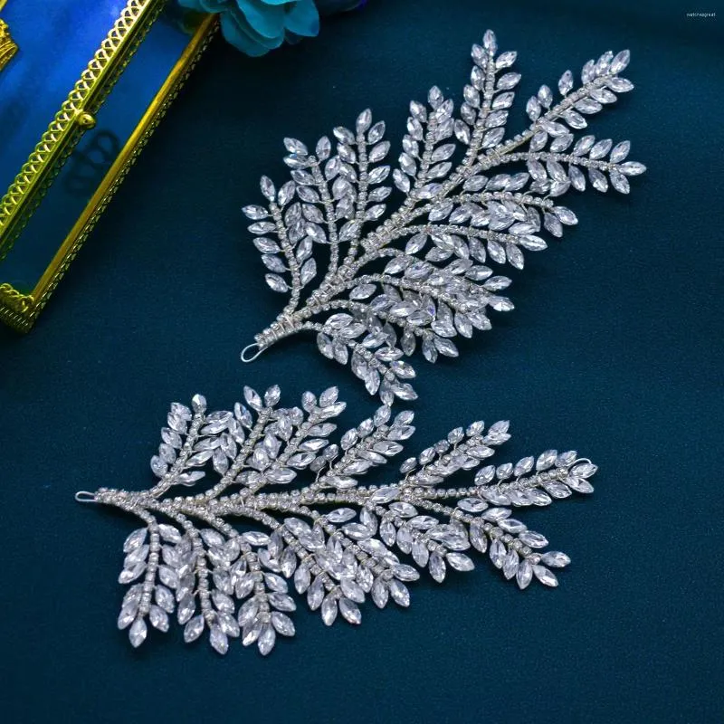Hårklipp Shine Rhinestone Crystal Bridal Piece Vine Wedding Accessories Silver Färg Kvinnor Huvudstycke Smycken