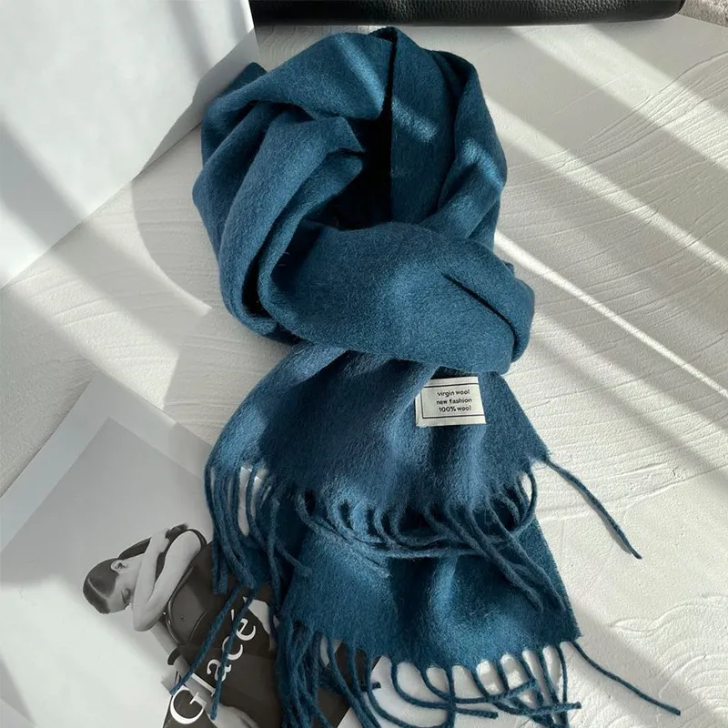 Double Standard Pure Wool Scarf Classic Solid Color High-End Karin Scarf för både män och kvinnor i samma stil