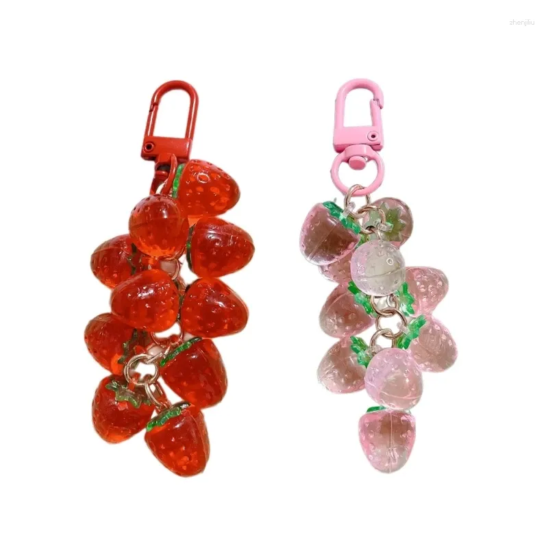 Porte-clés pendentif fraise porte-clés mignon doux porte-clés sac à dos décoration fruits porte-clés téléphone lanière femmes fille bijoux