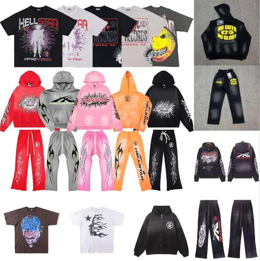 Designerskie bluzy z kapturem Hellstar Hooded Pullover Tshirts krótkie spodnie z rękawem luźne szorty odzieżowe jogger s-xl