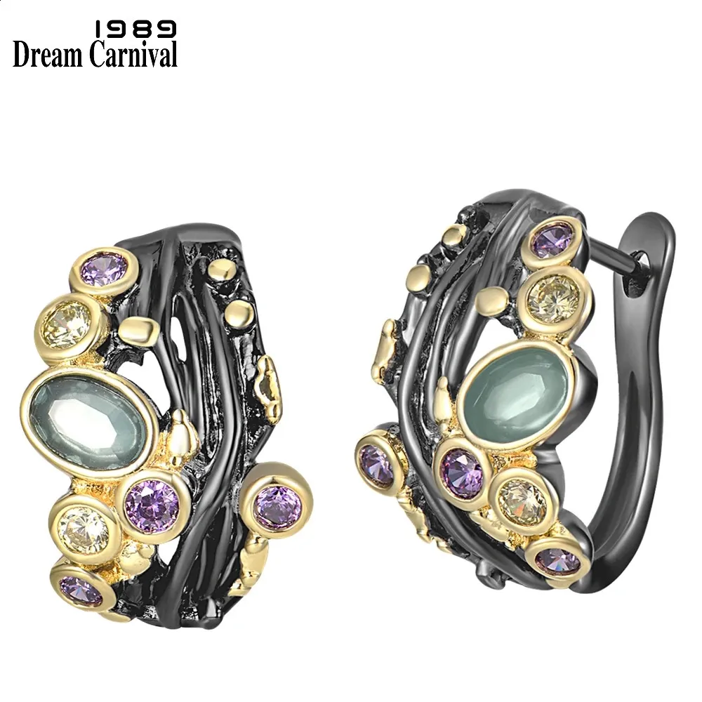 DreamCarnival 1989 Baroque Hoop Earrings for Women Princess Crown Style Zirconia Stone Jewelry Anniversary Must Have WE4061 240124