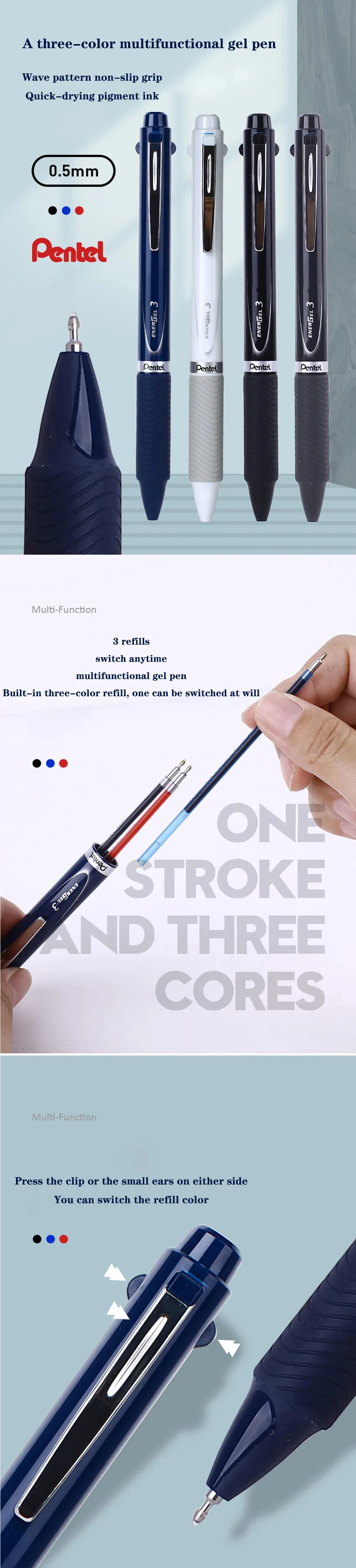 DHgate.com:Japan Pentel 3-Color BLC35 Triangular Gel Pen DHgate.com:Japan Pentel 3-Color BLC35 Triangular Gel Pen