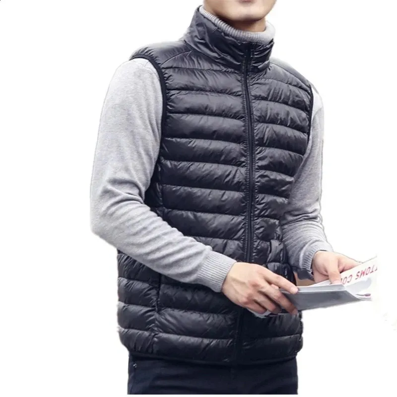 Automne hiver hommes canard vers le bas gilet 2023 manteau ultraléger sans manches doudoune veste Ultra mince léger doudoune gilet 240119