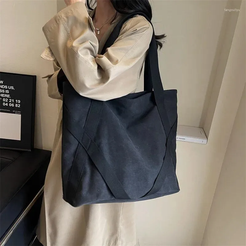 Torby w talii japońsko w stylu retro o dużej pojemności torba na płótnie 2024 damski casual cała meczowa moda na ramię prosta torba