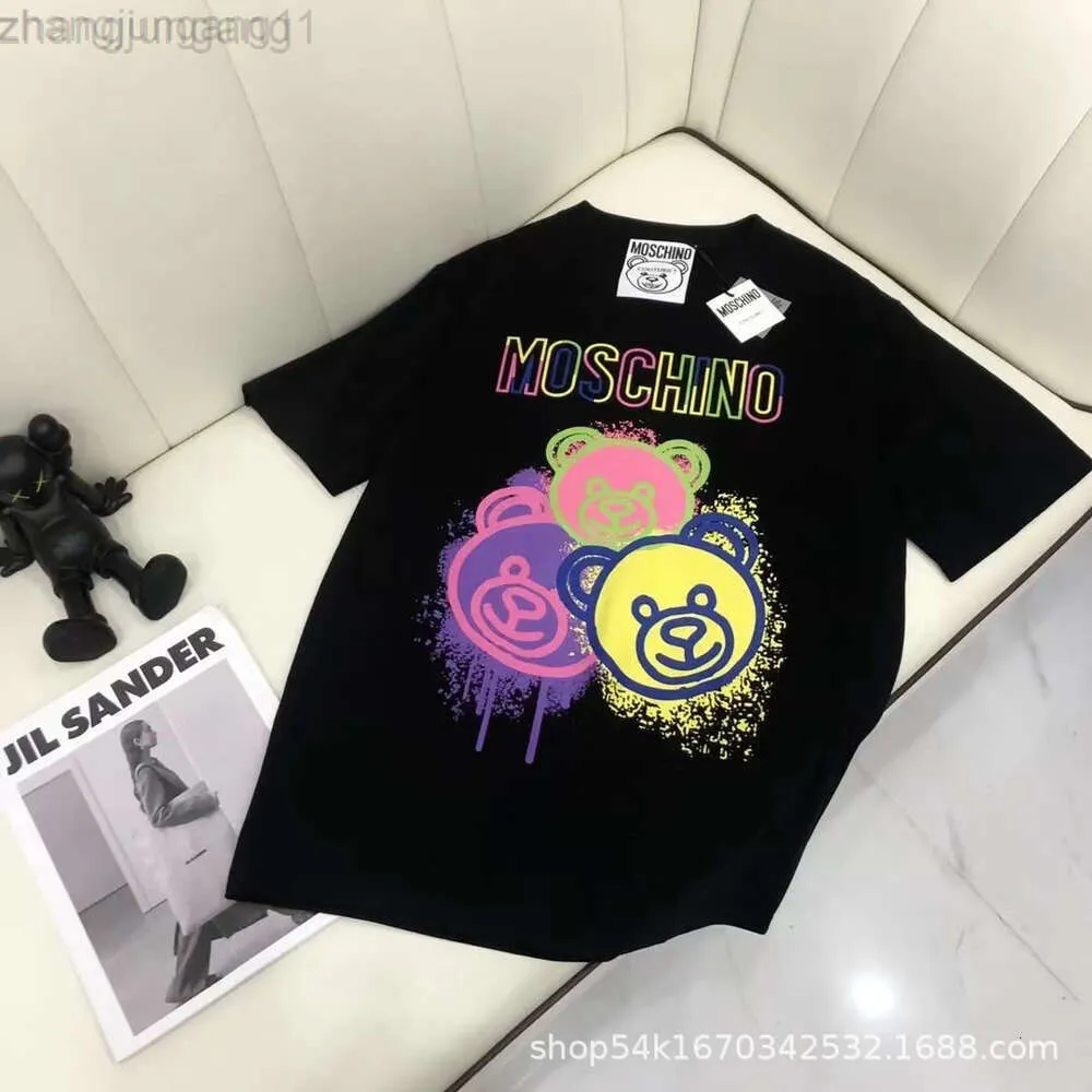 DESGINER T-shirt Moschino Early Automne Inversed Parent Child Big Bear Cartoon T-shirt à manches courtes pour les hommes et les femmes