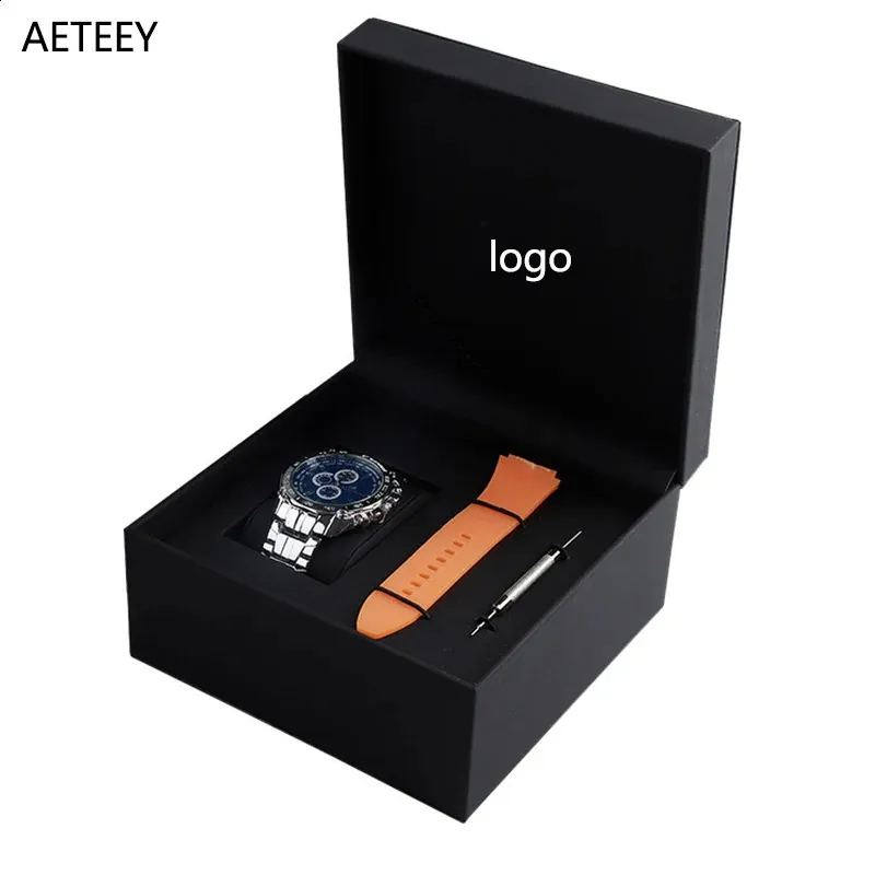 Orologio confezione regalo con strumenti di regolazione del cinturino Custodia con patta in PU Nero Singolo Organizador Personalizzato gratuito 240119