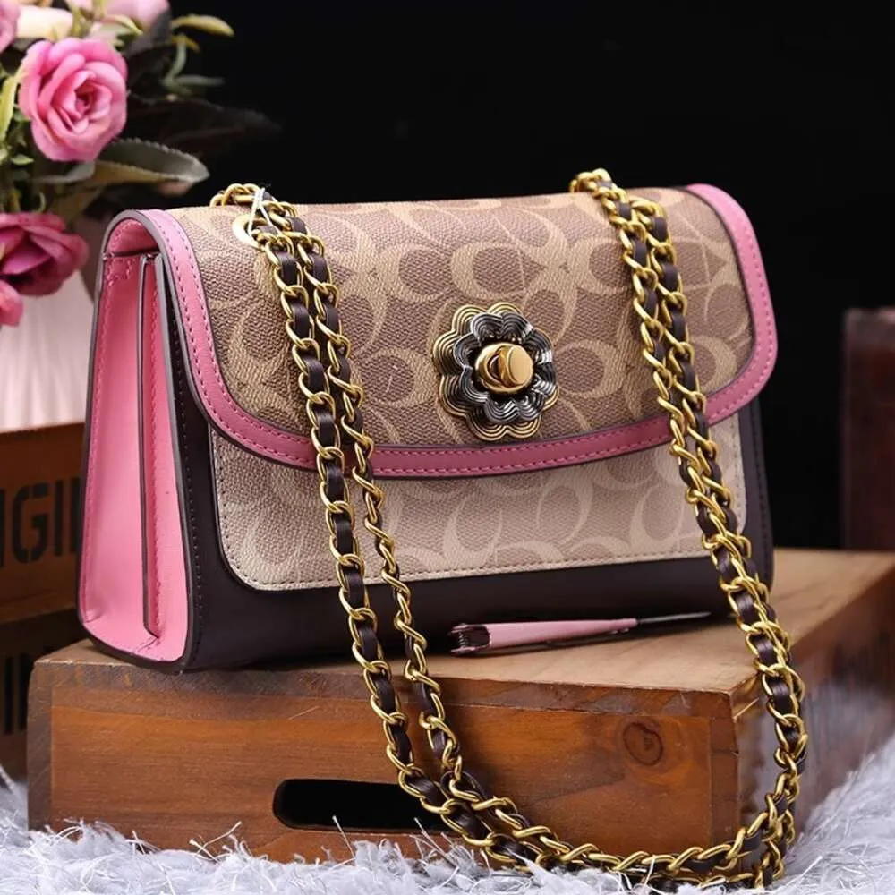 Classic Camellia Leather Chain Fashionable Women s Shoulder High Grade Crossbody Small Square Bag factory direct sales