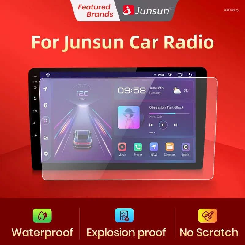 インテリアアクセサリーJunsun Car Radio Temered Glass Film 9および10.1インチの防水スクラッチ耐性爆発性スクリーンプロテクター