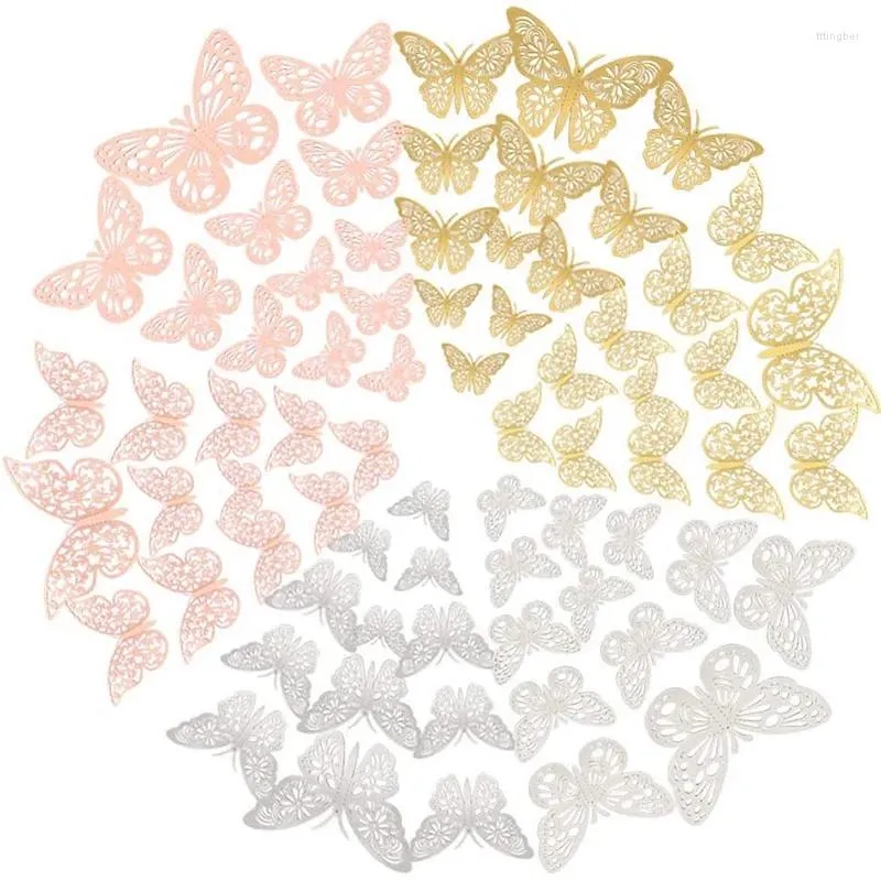 Väggklistermärken 3D Butterfly Decor Paper Cake Decorations for Decorating Wedding Party 72 PCS