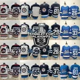 26 Blake Wheeler 55 Mark Scheifele 33 Dustin Byfuglien 2020 Cup Playoffs patch 37 Connor Hellebuyck Winnipeg Jets Jerseys