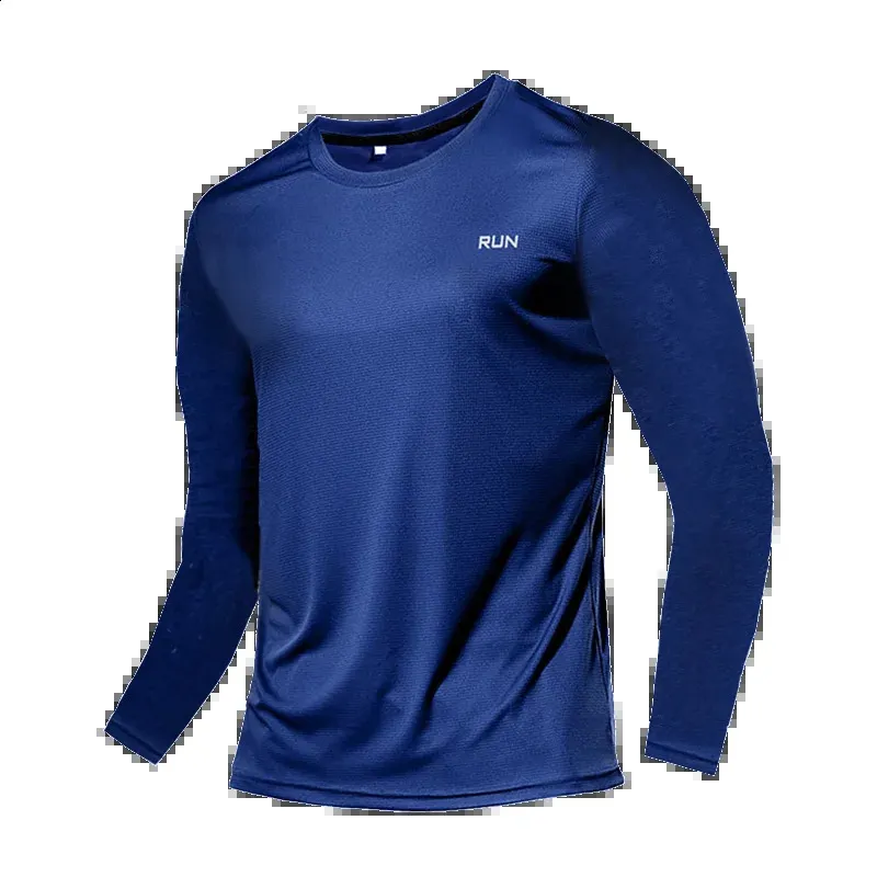 Gelo seda de seda longa seção de mola masculina seção rápida Dispulável Camiseta respirável simples Equipamento de fitness de roupas casuais de ginástica ao ar livre 240117