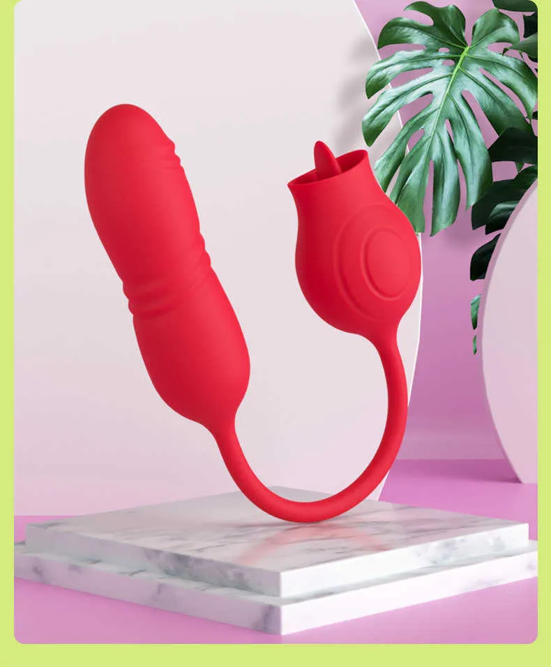 Rose Tongue Licking Telescopic Vibrator for Women Silicone Egg Bullet  9V/12V Power Red Rose Red from Dhgate Vibrators - price 57.99
