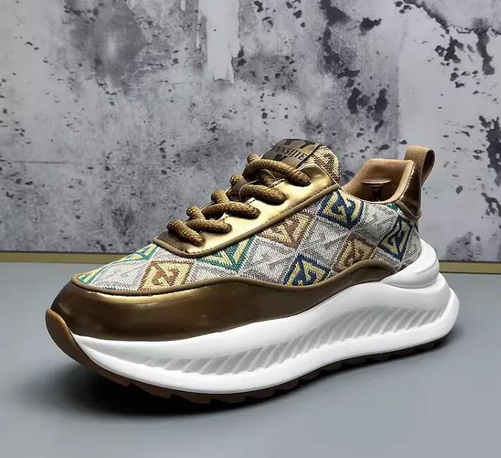 Designer Men Printed Party Wedding Shoes Breathable Casual Business Fashion Sneakers Spring Non-slip Flats Lace-up Outdoor Tennis Walking Loafers