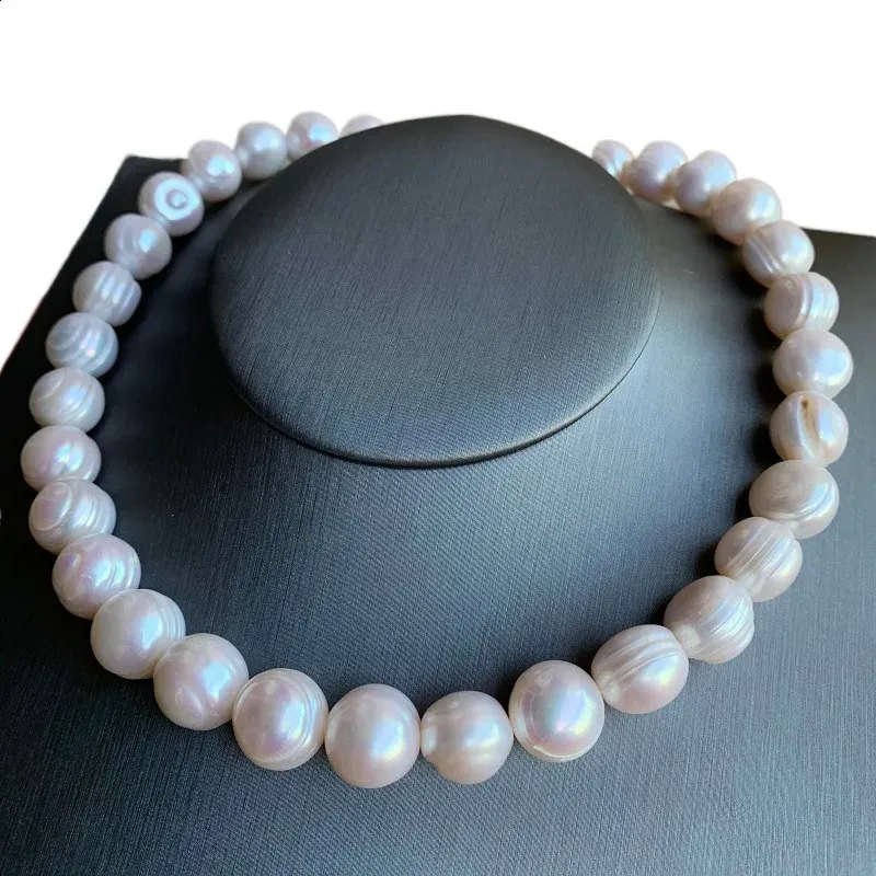 11121315mm Big Pearl Necklace 100Natural Freshwater Pearl Jewelry 925 Sterling Silver For Women Fashion Gift 240123