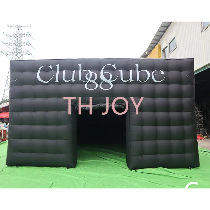 outdoor activities black 8x6x4mH (26x20x13.2ft) disco night club tent, outdoor portable club cube Inflatable nightclub party tent with LED light