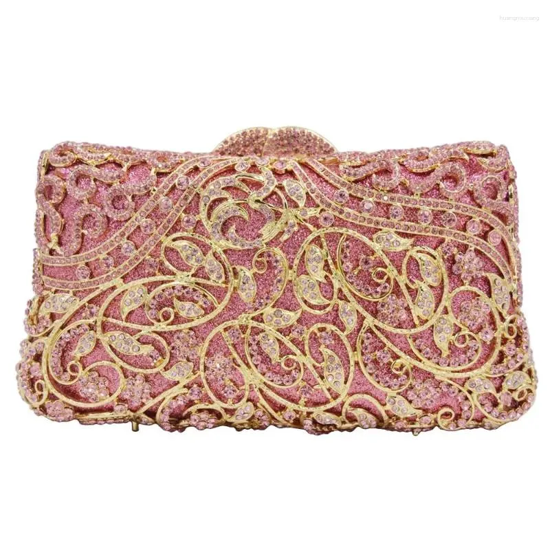 Torby wieczorowe khnmeet luksusowa kryształowa torba różowa diamentowa sprzęgło ślubne scets sc922