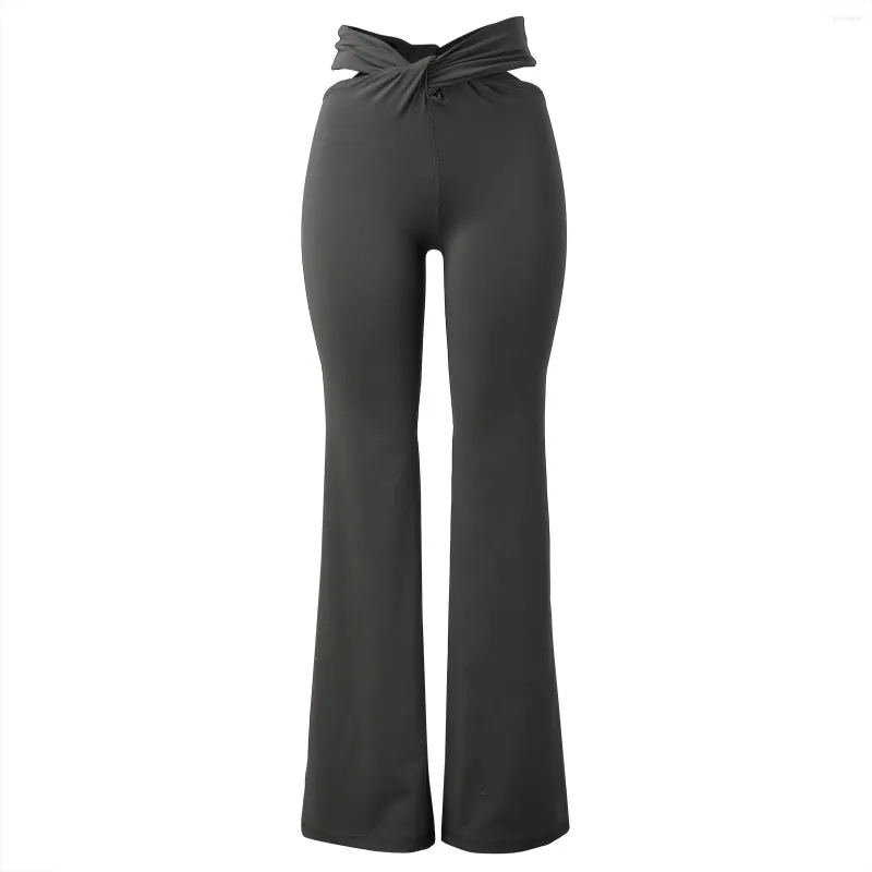 Pantaloni da donna Donna Primavera Casual Minimalista Colori solidi Tutti abbinati Pantaloni teneri Nero Sexy Vita alta Scava fuori la svasatura