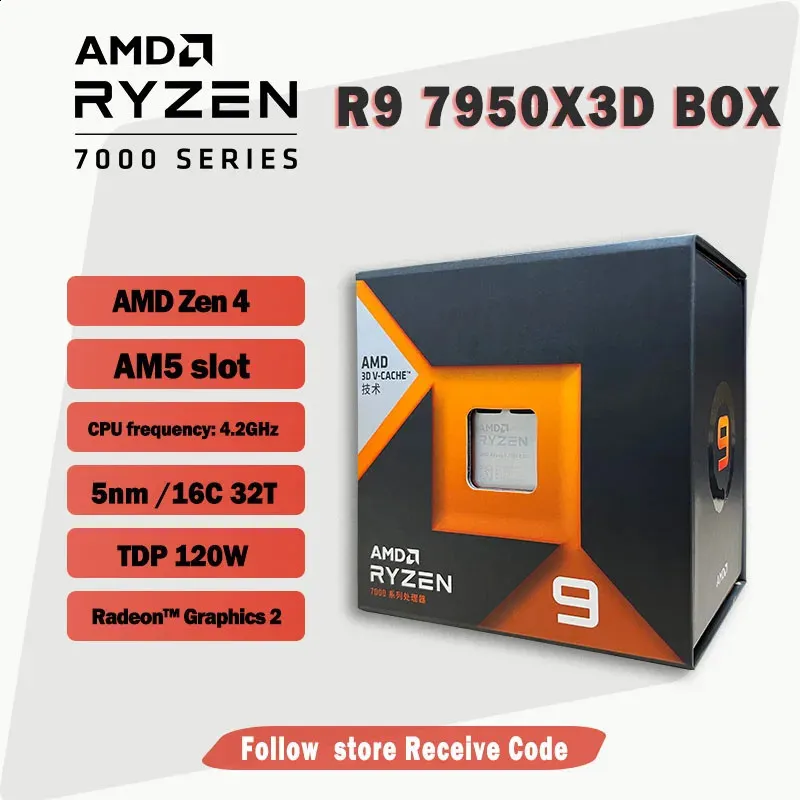 Ryzen 9 7950x3d Box R9 42 GHz 16Core 32Thread CPU Processor 5nm 128m 100100000908 Socket AM5 utan fläkt 240123