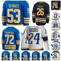 21 22 Custom 53 Jeff Skinner Hockey Jersey 89 Alex Tuch 72 Tage Thompson 24 Dylan Cozens 21 Kyle Okposo 26 Rasmus Dahlin BUF Stitched Men