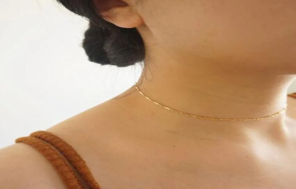 Collier ras du cou en or superposé, chaîne remplie d'or, minimaliste, fait à la main pour les amoureux, cadeau pour fille, 6700628